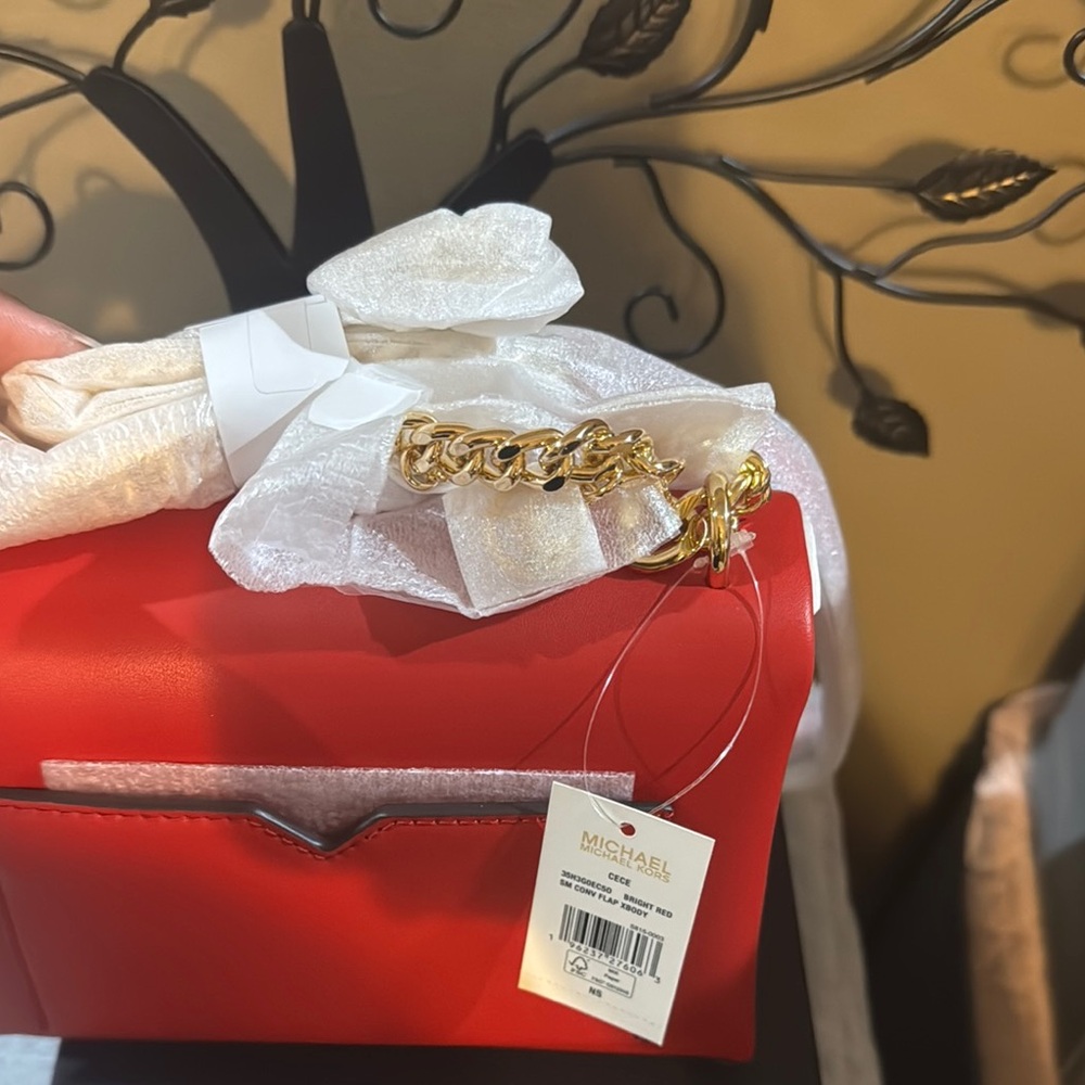 NWT Michael Kors Red and Gold Crossbody Bag - Picture 9 of 11